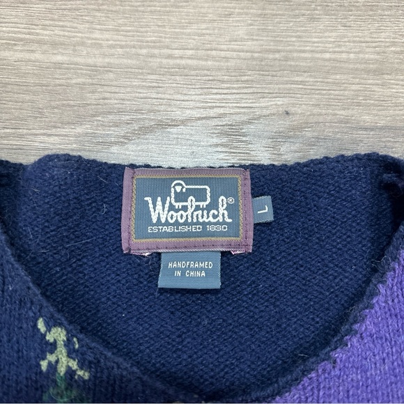Woolrich Womens Knit Cardigan Wool Sweater Floral Buttons Long Sleeve Sz Large - Picture 8 of 12